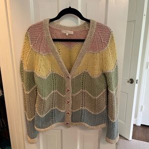 LoveShackFancy pastel rainbow Deena cardigan size s